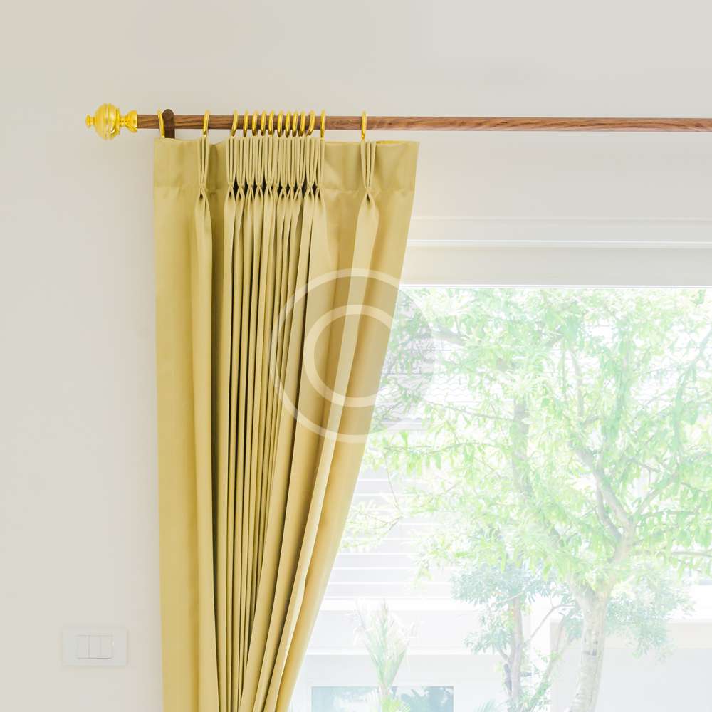 Chenille Golden Lined Pencil Pleat Curtains